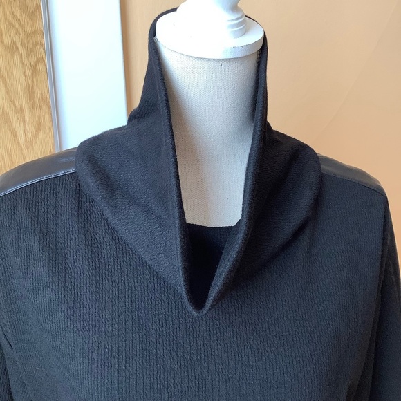 JOSEPH RIBKOFF Black Sweater Dress Faux Leather Details Size 8 - Picture 9 of 14
